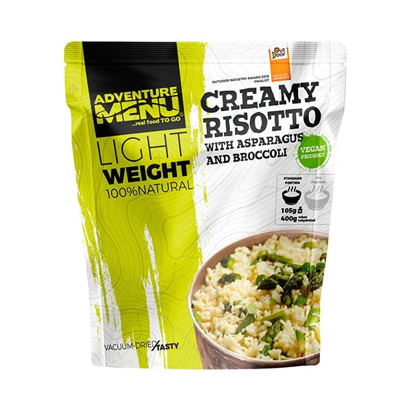 Lightweight cream risotto with asparagus broccoli