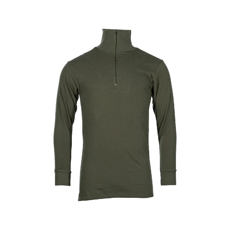 German Army Zip Polo Shirt Winter Version  green