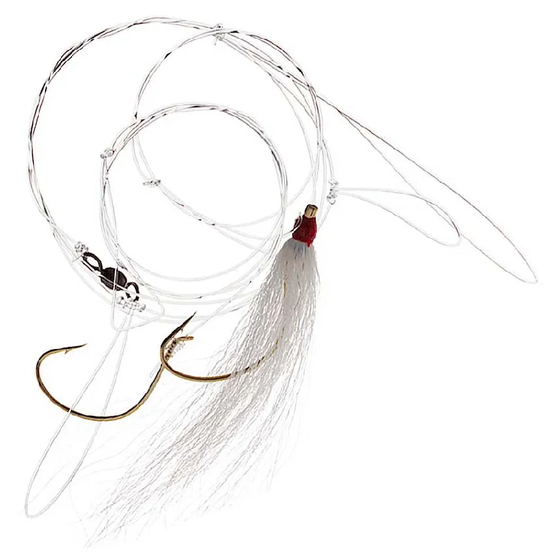 Tsunami TS-4565WF Fluke Hi-Lo Rig Gold Widegap Single White Bucktail