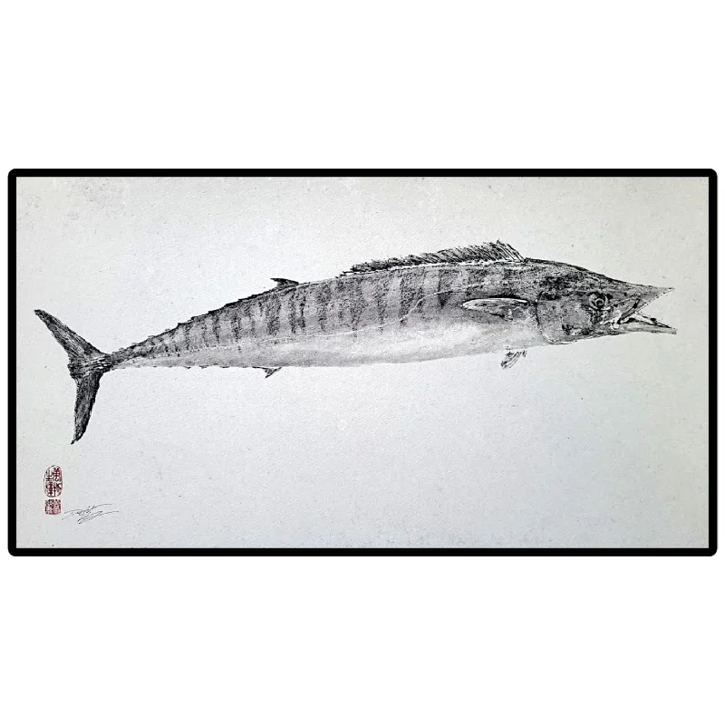 Hawaiian Ono (Wahoo) Gyotaku Artwork Print by Dwight Hwang