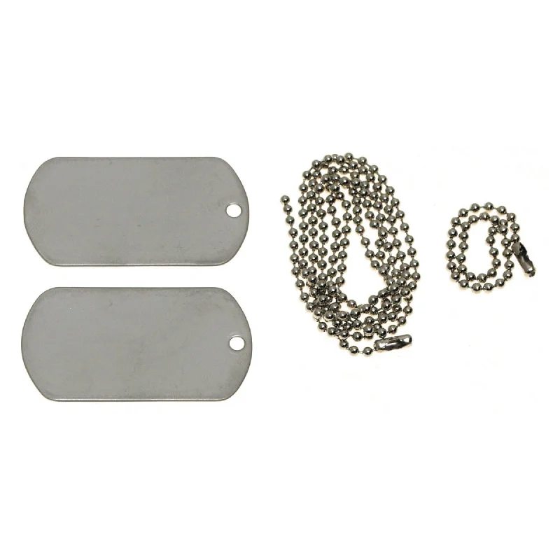 Stainless Steel US Identification Tags with Chains silver